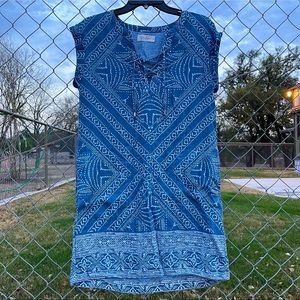 Jessica Simpson Blue Patterned Tunic Dress